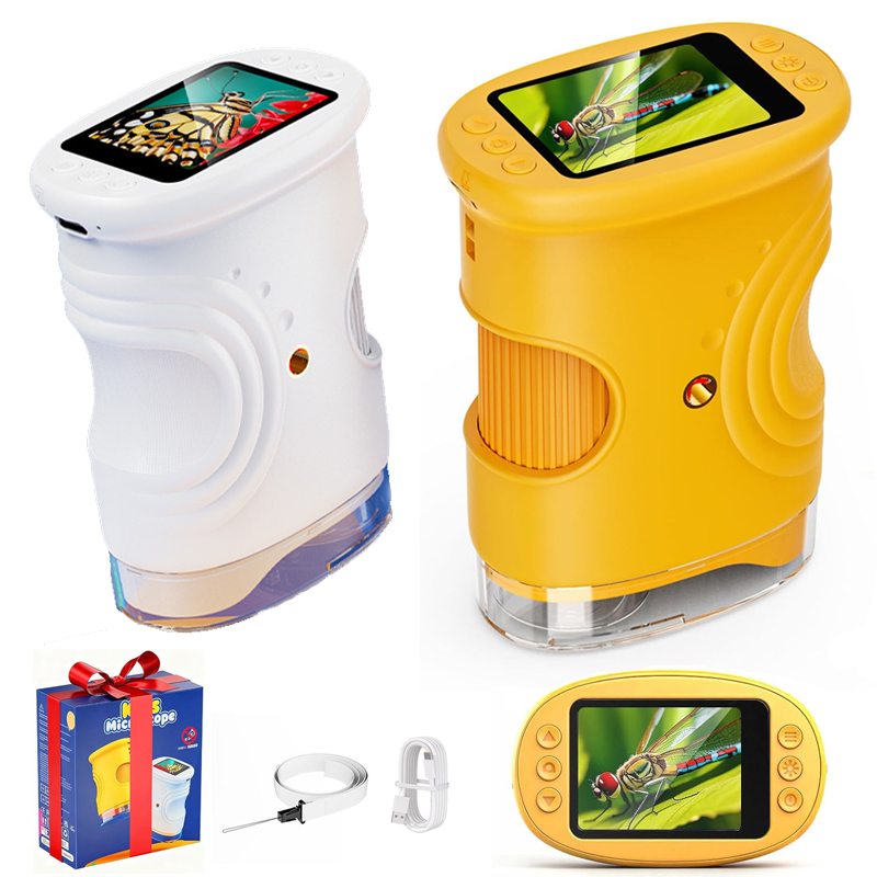 Microscope Kids Science - กล้องจุลทรรศน์เด็กแบบชาร์จได้ 1000X หน้าจอ 2.0 นิ้ว กล้องจุลทรรศน์ดิจิตอลพกพาขนาดเล็ก
