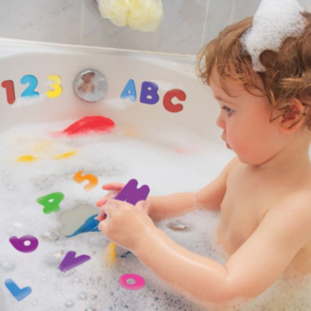 Bath Letter Number Foam - 36 ชิ้นสติกเกอร์เกมว่ายน้ำเล่นของเล่นการสอนของเล่นอ่างอาบน้ำตัวอักษรตัวอักษร ABC 123 โฟมชุด