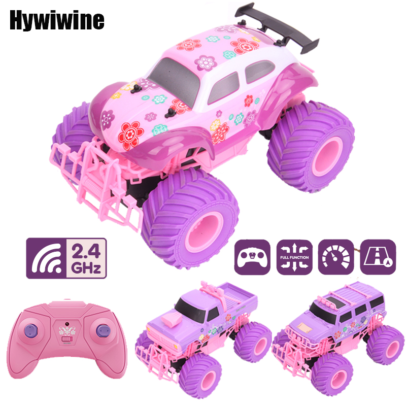 Kids Toys Xmas - สีชมพู RC รถไดรฟ์ไฟฟ้า Off-Road ล้อใหญ่ความเร็วสูงสีม่วง 2.4G
