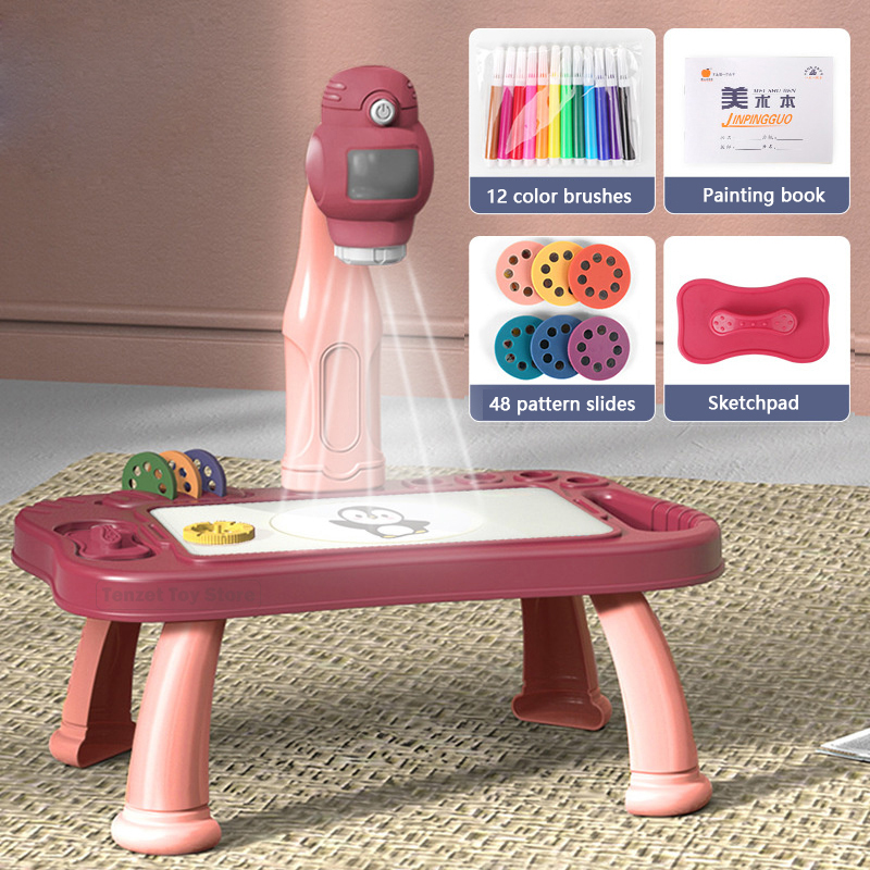 Kid Toys And Craft - สมาร์ทโปรเจคเตอร์เด็กภาพวาดชุดโต๊ะโปรเจคเตอร์การศึกษาของเล่นวาดศิลปะหัตถกรรมการเรียนรู้สีเครื่องมือสำหรับเด็ก
