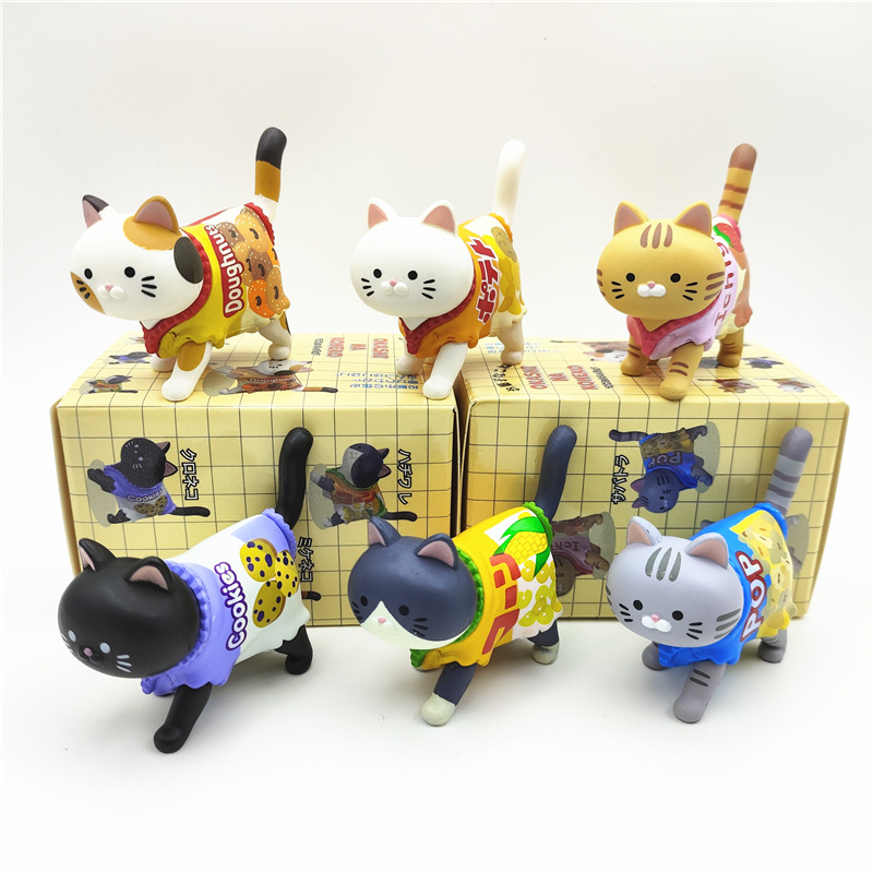 Kids Toys Xmas - กล่องสุ่มแมวน่ารัก แต่งตัวเป็นขนม ของเล่นฟิกเกอร์แมว ตุ๊กตาลูกแมว ของขวัญคริสต์มาสสำหรับเด็ก