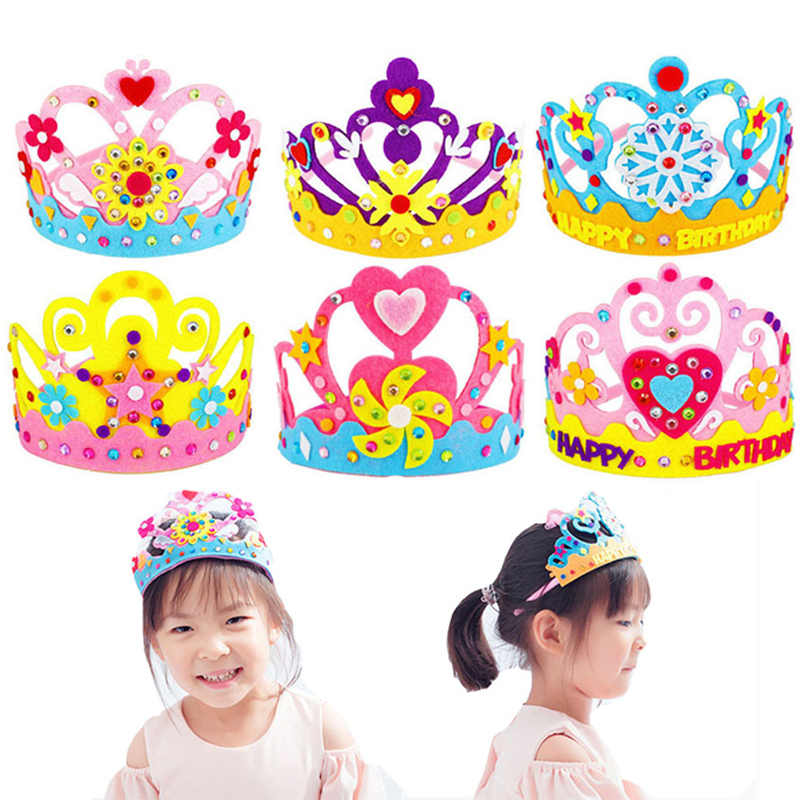 Kid Toys And Craft - DIY หัตถกรรมของเล่นมงกุฎสร้างสรรค์กระดาษดอกไม้ดาวรูปแบบของเล่นสําหรับเด็กเด็กอนุบาล Art Party ตกแต่ง