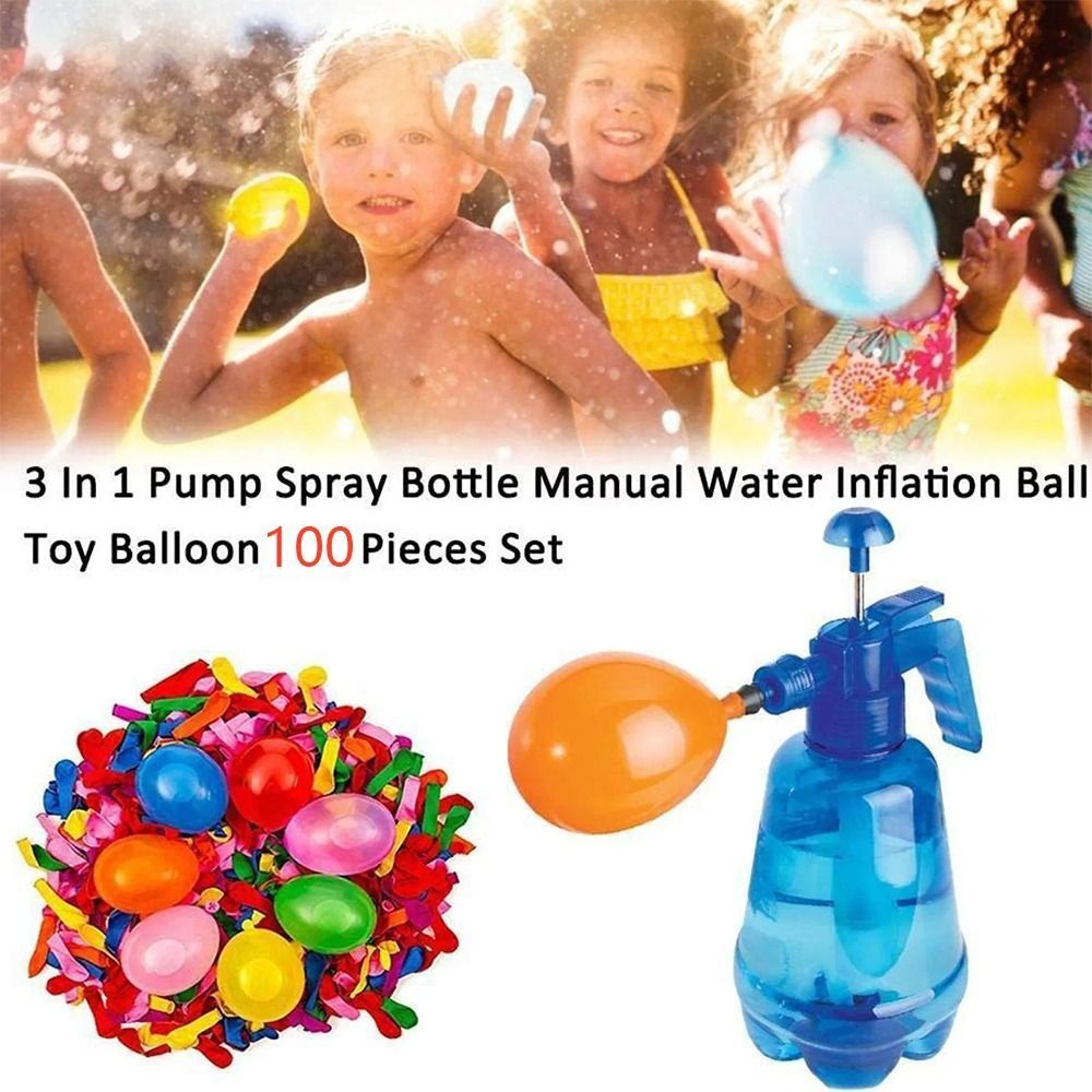 Water Balloon Set - ปั๊มน้ำพลาสติกสำหรับลูกโป่ง ของเล่นกลางแจ้ง ชุดเติมน้ำแบบพกพา พร้อมระบบผูกอัตโนมัติ สนุกสนานกลางแจ้ง
