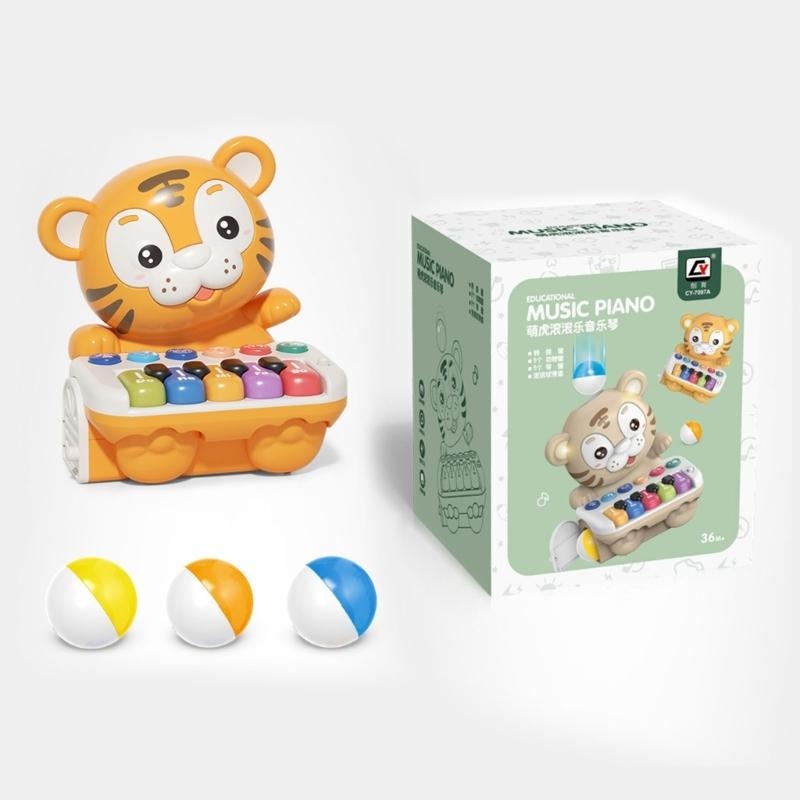 Kids Toys Xylophone - เด็ก Multifuction ปรับปรุงสติปัญญาดนตรีเปียโนของเล่นเด็กน่ารักคีย์บอร์ดของเล่นเกมสมอง Tiger-shape 15UB