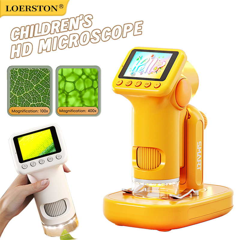 Microscope Kids Science - 1600X กล้องจุลทรรศน์แบบใช้มือถือ 2 นิ้วหน้าจอเด็กแว่นขยายเลนส์มินิแบบพกพาอิเล็กทรอนิกส์กล้องจุลทรรศน์สนับสนุนกล้องถ่ายภาพ P02