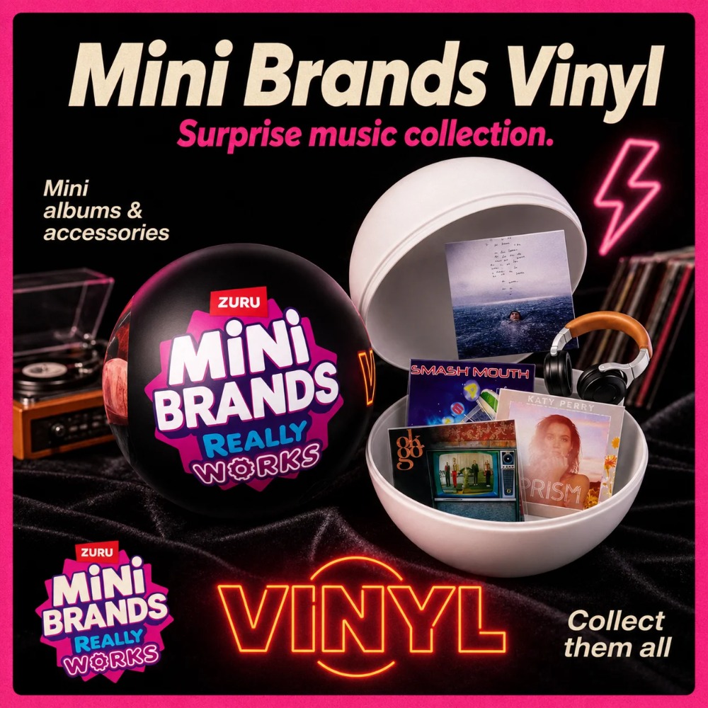 Kids Toys Brand - ZURU Mini Brands ลูกบอลไวนิลเซอร์ไพรส์ แผ่นเสียงขนาดเล็กที่เล่นได้ ของขวัญสะสมที่เหมาะสำหรับคนรักดนตรีและนักสะสมของเล่นขนาดเล็ก