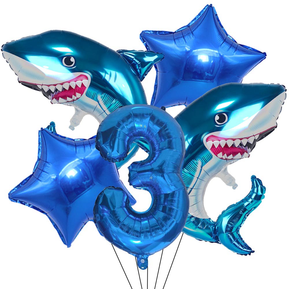 Water Balloon Set - 5 ชิ้นการ์ตูน Blue Shark จํานวนบอลลูนดิจิตอลชุดเด็ก Ocean